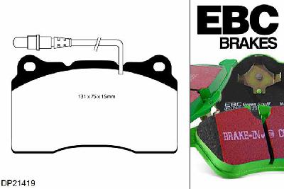 DP21419, Lancia Phedra, 3.0 2002-2010, EBC Greenstuff remblokken set vooras, Voor modellen met Brembo remklauwen aan de vooras, Voor modellen met een remschijf diameter 310mm