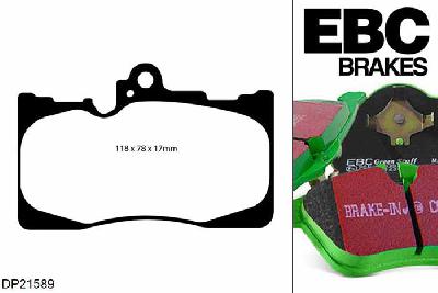 DP21589, Lexus GS300, 3.0 2005-2012, EBC Greenstuff remblokken set vooras, Voor modellen met een remschijf diameter 334mm