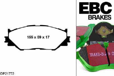 DP21772, Lexus IS250, 2.5 2013-, EBC Greenstuff remblokken set vooras, Voor modellen met een remschijf diameter 296mm