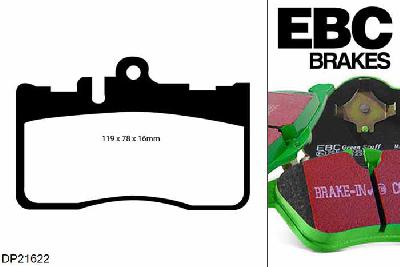 DP21622, Lexus LS430, 4.3 2000-2006, EBC Greenstuff remblokken set vooras, Voor modellen met een remschijf diameter 314mm