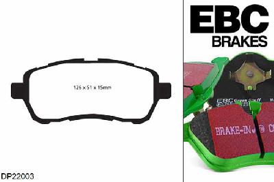 DP22003, Mazda 2, 1.6 TD 2008-2014, EBC Greenstuff remblokken set vooras, Voor modellen met een remschijf diameter 258mm