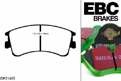 DP21465, Mazda 6, 2.0 (GG) 140 PK 2002-2008, EBC Greenstuff remblokken set vooras, Voor modellen met Akebono remklauwen aan de vooras, Voor modellen met een remschijf diameter 283mm