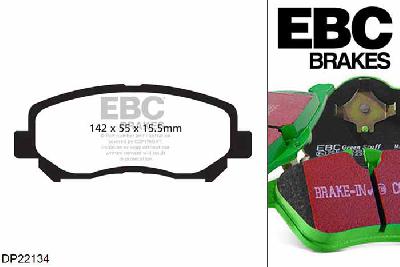 DP22134, Mazda CX-5 (1st Gen), 2.2 TD 175 PK 2012-2016, EBC Greenstuff remblokken set vooras, Voor modellen met een remschijf diameter 297mm