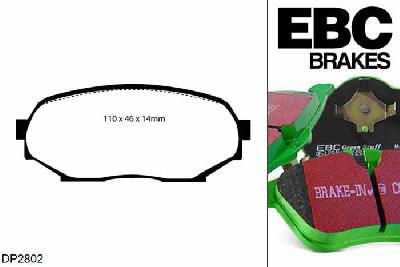 DP2802, Mazda MX5 Mk1 (NA), 1.6 1989-1998, EBC Greenstuff remblokken set vooras, Voor modellen met Sumitomo remklauwen aan de vooras, Voor modellen met een remschijf diameter 235mm