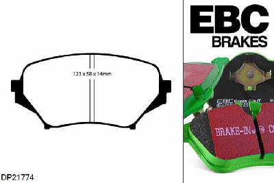 DP21774, Mazda MX5 Mk3 (NC), 1.8 2005-2015, EBC Greenstuff remblokken set vooras, Voor modellen met Advics remklauwen aan de vooras, Voor modellen met een remschijf diameter 290mm