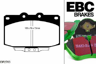 DP2763, Mazda RX7, 2.4 (1.3) (FC) 1989-1992, EBC Greenstuff remblokken set vooras, Voor modellen met een remschijf diameter 276mm