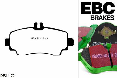 DP21170, Mercedes A-Class (W168), A170D (1.7TD) 2001-2004, EBC Greenstuff remblokken set vooras, Voor modellen met Girling/TRW remklauwen aan de vooras, Voor modellen met een remschijf diameter 260mm