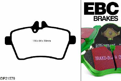 DP21579, Mercedes A-Class (W169), A160 (1.5) 2009-2012, EBC Greenstuff remblokken set vooras, Voor modellen met TRW remklauwen aan de vooras, Voor modellen met een remschijf diameter 276mm
