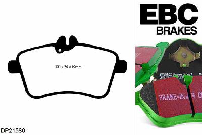 DP21580, Mercedes B-Class (W245), B180 (2.0) 2008-2012, EBC Greenstuff remblokken set vooras, Voor modellen met TRW remklauwen aan de vooras, Voor modellen met een remschijf diameter 288mm