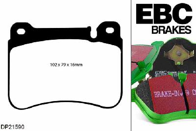 DP21590, Mercedes C-Class (W203), C350 2005-2007, EBC Greenstuff remblokken set vooras, Voor modellen met Brembo remklauwen aan de vooras, Voor modellen met een remschijf diameter 330mm