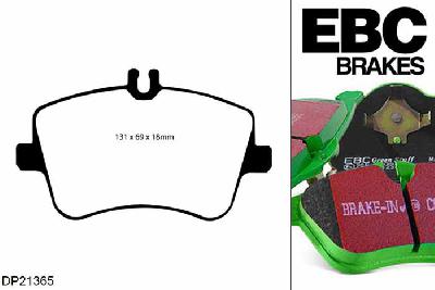 DP21365, Mercedes C-Class Coupe (CL203), C160 K 2005-2008, EBC Greenstuff remblokken set vooras, Voor modellen met Girling/TRW remklauwen aan de vooras, Voor modellen met een remschijf diameter 288mm