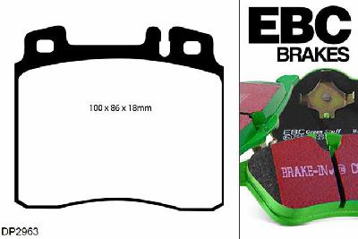 DP2963, Mercedes S-Class (W140), S600 1993-1998, EBC Greenstuff remblokken set vooras, Voor modellen met ATE remklauwen aan de vooras, Voor modellen met een remschijf diameter 320mm