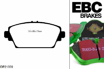 DP21339, MG ZR, 1.8 160 PK 2001-2005, EBC Greenstuff remblokken set vooras, Voor modellen met Girling/TRW remklauwen aan de vooras, Voor modellen met een remschijf diameter 282mm