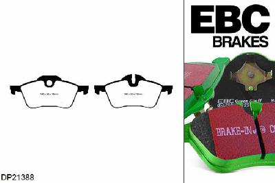 DP21388, Mini Mini Convertible (R52), 1.6 Supercharged Cooper S 2004-2008, EBC Greenstuff remblokken set vooras, Voor modellen met ATE remklauwen aan de vooras, Voor modellen met een remschijf diameter 276mm