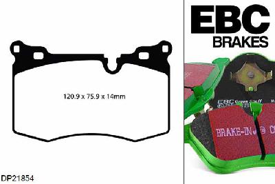 DP21854, Mini Mini Hatch (2nd Gen)(R56), 1.6 Turbo Works 2008-2014, EBC Greenstuff remblokken set vooras, Voor modellen met Brembo remklauwen aan de vooras, Voor modellen met een remschijf diameter 316mm