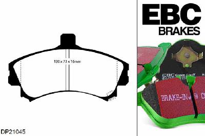DP21045, Mitsubishi Colt, 1.1 2004-2012, EBC Greenstuff remblokken set vooras, Voor modellen met Girling/TRW remklauwen aan de vooras, Voor modellen met een remschijf diameter 256mm