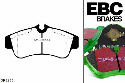 DP2833, Nissan Almera, 2.2 TD 2000-2006, EBC Greenstuff remblokken set vooras, Voor modellen met Girling/TRW remklauwen aan de vooras, Voor modellen met een remschijf diameter 280mm