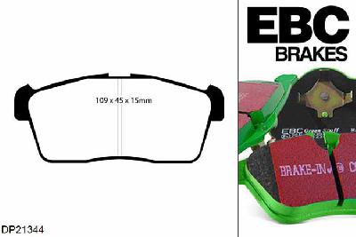 DP21344, Nissan Pixo, 1.0 2009-2013, EBC Greenstuff remblokken set vooras, Voor modellen met een remschijf diameter 231mm