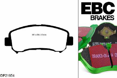 DP21954, Nissan Qashqai (J10), 2.0 141 PK 2006-2014, EBC Greenstuff remblokken set vooras, Voor modellen met een remschijf diameter 296mm