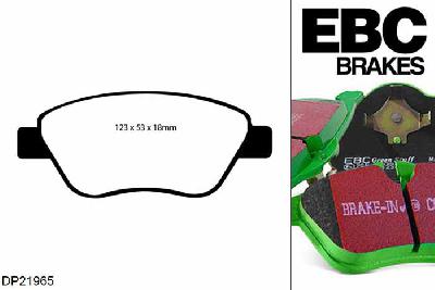 DP21965, Opel ADAM, 1.4 100 PK 2012-, EBC Greenstuff remblokken set vooras, Voor modellen met Bosch remklauwen aan de vooras, Voor modellen met een remschijf diameter 256mm
