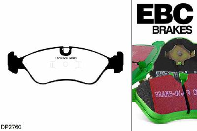 DP2760, Opel Calibra, 2.0 1989-1997, EBC Greenstuff remblokken set vooras, Voor modellen met ATE remklauwen aan de vooras, Voor modellen met een remschijf diameter 256mm