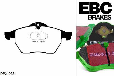 DP21062, Opel Calibra, 2.0 Turbo 1995-1997, EBC Greenstuff remblokken set vooras, Voor modellen met ATE remklauwen aan de vooras, Voor modellen met een remschijf diameter 288mm