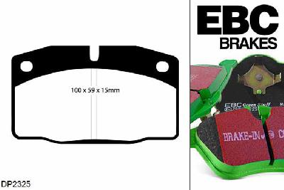 DP2325, Opel Kadett, 1.6 1984-1993, EBC Greenstuff remblokken set vooras, Voor modellen met Delco remklauwen aan de vooras, Voor modellen met een remschijf diameter 236mm