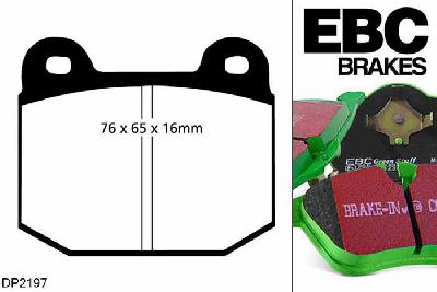 DP2197, Opel Manta, 1.6 1975-1981, EBC Greenstuff remblokken set vooras, Voor modellen met ATE remklauwen aan de vooras, Voor modellen met een remschijf diameter 246mm