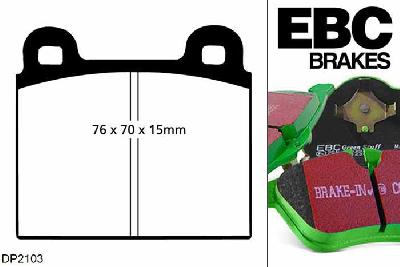 DP2103, Opel Monza, 3.0 1979-1983, EBC Greenstuff remblokken set vooras, Voor modellen met ATE remklauwen aan de vooras, Voor modellen met een remschijf diameter 271mm