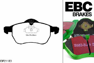 DP21183, Opel Zafira, 1.6 2001-2005, EBC Greenstuff remblokken set vooras, Voor modellen met ATE remklauwen aan de vooras, Voor modellen met een remschijf diameter 280mm