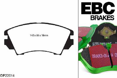 DP22014, Opel Zafira Tourer, 1.8 115 PK 2011-, EBC Greenstuff remblokken set vooras, Voor modellen met Mando remklauwen aan de vooras, Voor modellen met een remschijf diameter 321mm