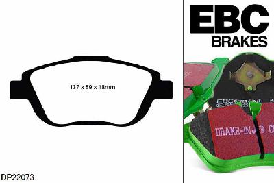 DP22073, Peugeot 2008, 1.6 120 PK 2013-, EBC Greenstuff remblokken set vooras, Voor modellen met Bosch remklauwen aan de vooras, Voor modellen met een remschijf diameter 282mm
