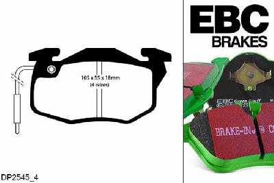 DP2545/4, Peugeot 106, 1.4 1996-2003, EBC Greenstuff remblokken set vooras, Voor modellen met Bendix remklauwen aan de vooras, Voor modellen met een remschijf diameter 247mm