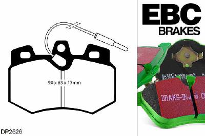 DP2626, Peugeot 205, 1.6 GTi 1984-1993, EBC Greenstuff remblokken set vooras, Voor modellen met Girling/TRW remklauwen aan de vooras, Voor modellen met een remschijf diameter 247mm