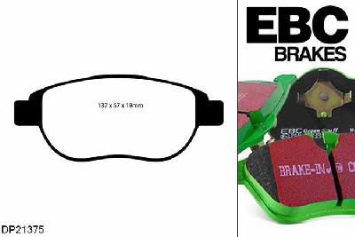 DP21375, Peugeot 307, 2.0 TD 90 PK 2001-2008, EBC Greenstuff remblokken set vooras, Voor modellen met Bosch remklauwen aan de vooras, Voor modellen met een remschijf diameter 282mm