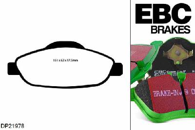 DP21978, Peugeot 308 SW, 1.6 TD 114 PK 2013-, EBC Greenstuff remblokken set vooras, Voor modellen met Bosch remklauwen aan de vooras, Voor modellen met een remschijf diameter 282mm