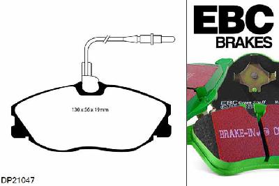 DP21047, Peugeot 406, 2.0 TD 110 PK 1999-2004, EBC Greenstuff remblokken set vooras, Voor modellen met Girling/TRW remklauwen aan de vooras, Voor modellen met een remschijf diameter 283mm