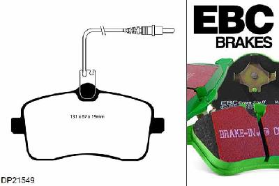 DP21549, Peugeot 407 Coupe, 2.0 TD 2005-2008, EBC Greenstuff remblokken set vooras, Voor modellen met TRW remklauwen aan de vooras, Voor modellen met een remschijf diameter 283mm