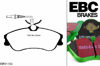 DP21104, Peugeot Partner Combi, 1.9 D 2001-2003, EBC Greenstuff remblokken set vooras, Voor modellen met Girling/TRW remklauwen aan de vooras, Voor modellen met een remschijf diameter 266mm