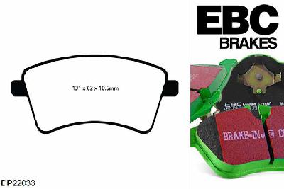 DP22033, Renault Kangoo, 1.6 106 PK 2008-, EBC Greenstuff remblokken set vooras, Voor modellen met TRW remklauwen aan de vooras, Voor modellen met een remschijf diameter 280mm