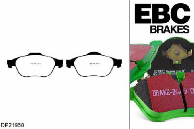 DP21958, Renault Megane MK2 Hatch, 2.0 Turbo 165 PK 2005-2010, EBC Greenstuff remblokken set vooras, Voor modellen met ATE remklauwen aan de vooras, Voor modellen met een remschijf diameter 280mm