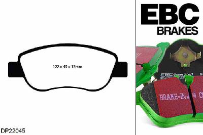 DP22045, Renault Scenic, 1.4 2003-2005, EBC Greenstuff remblokken set vooras, Voor modellen met een remschijf diameter 280mm