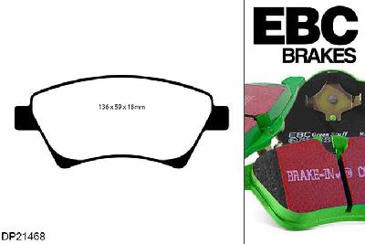 DP21468, Renault Scenic, 1.9 TD 120 PK 2002-2005, EBC Greenstuff remblokken set vooras, Voor modellen met Bosch remklauwen aan de vooras, Voor modellen met een remschijf diameter 300mm
