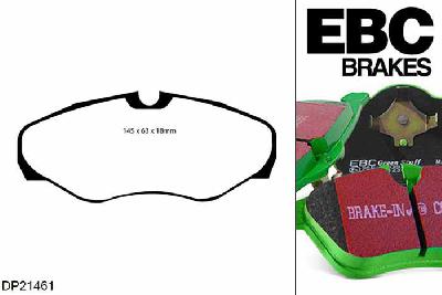 DP21461, Renault Trafic CPV, 2.0 TD 2010-2014, EBC Greenstuff remblokken set vooras, Voor modellen met Girling/TRW remklauwen aan de vooras, Voor modellen met een remschijf diameter 305mm
