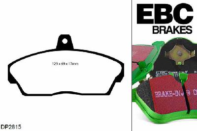DP2815, Rover 45, 2.0 1999-2005, EBC Greenstuff remblokken set vooras, Voor modellen met Girling/TRW remklauwen aan de vooras, Voor modellen met een remschijf diameter 262mm