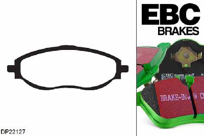 DP22127, Seat Alhambra, 2.0 Turbo 220 PK 2015-, EBC Greenstuff remblokken set vooras, Voor modellen met TRW remklauwen aan de vooras, Voor modellen met een remschijf diameter 314mm