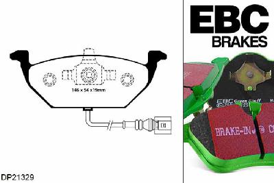 DP21329, Seat Ibiza (6J), 1.9 TDI 105 PK 2008-2010, EBC Greenstuff remblokken set vooras, Voor modellen met VW remklauwen aan de vooras, Voor modellen met een remschijf diameter 256mm