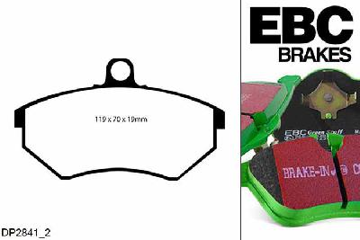 DP2841/2, Seat Ibiza (6K), 1.8 Turbo Cupra 156 PK 1999-2002, EBC Greenstuff remblokken set vooras, Voor modellen met Girling/TRW remklauwen aan de vooras, Voor modellen met een remschijf diameter 280mm