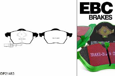 DP21483, Skoda Superb (3U), 2.5 TDI 165 PK 2003-2008, EBC Greenstuff remblokken set vooras, Voor modellen met ATE remklauwen aan de vooras, Voor modellen met een remschijf diameter 312mm