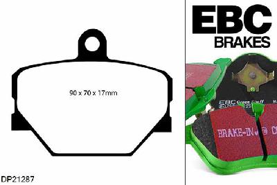 DP21287, Smart Fortwo, 0.7 Turbo 2004-2007, EBC Greenstuff remblokken set vooras, Voor modellen met een remschijf diameter 280mm
